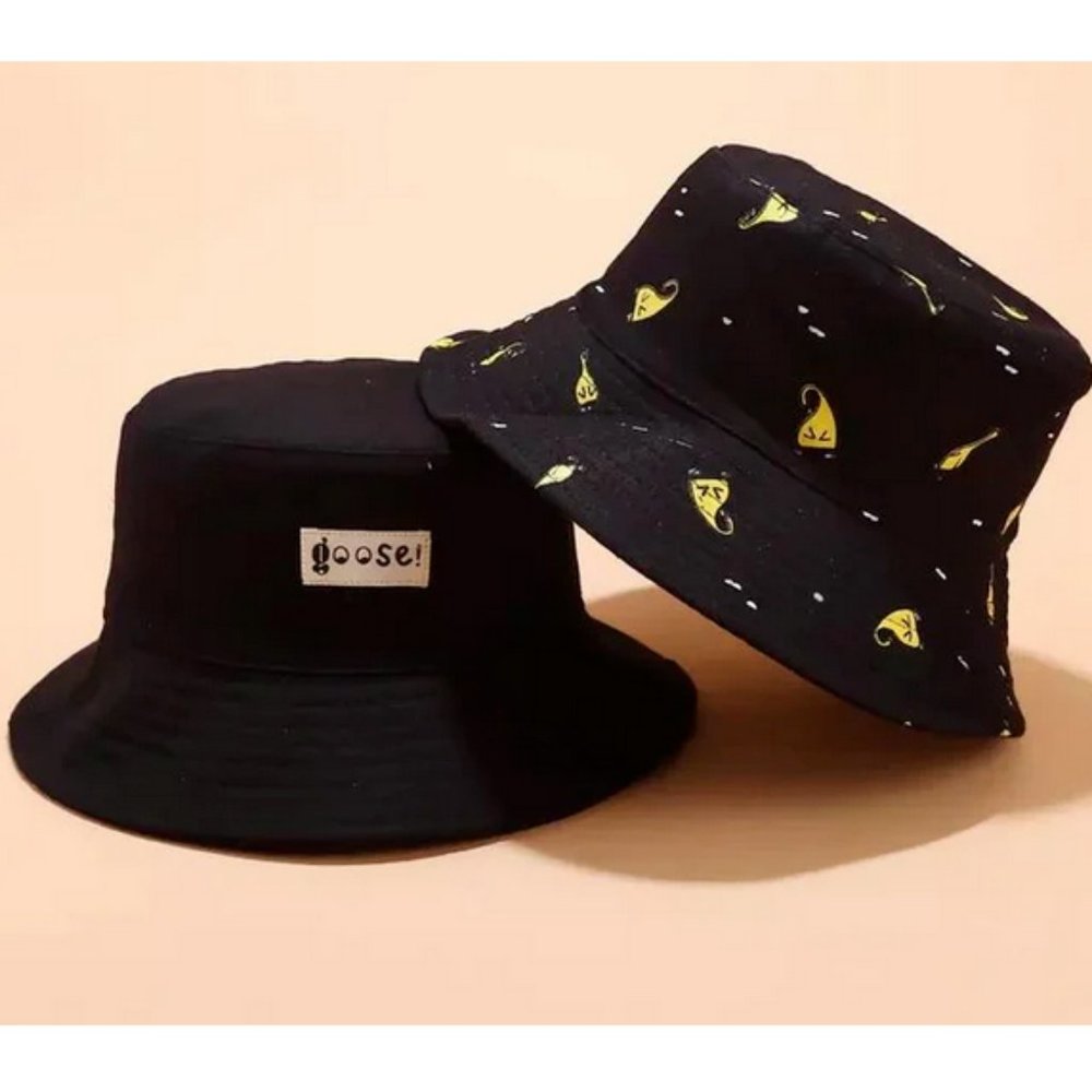 Goose Youth Reversible Black-on-Black/Gold Bucket Hat